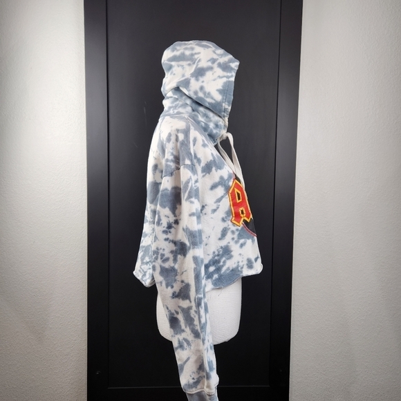 Ac/dc High Voltage Rock N Roll 1976 Tie Dye Hooded Crop SZ L - Picture 5 of 8